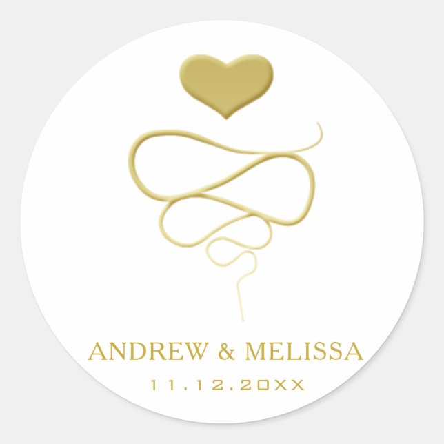Faux Gold Heart Ornament | Wedding Sticker (Front)