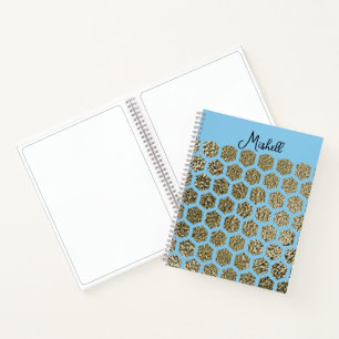 Faux Gold Hexagonal Pattern Personalized Notebook