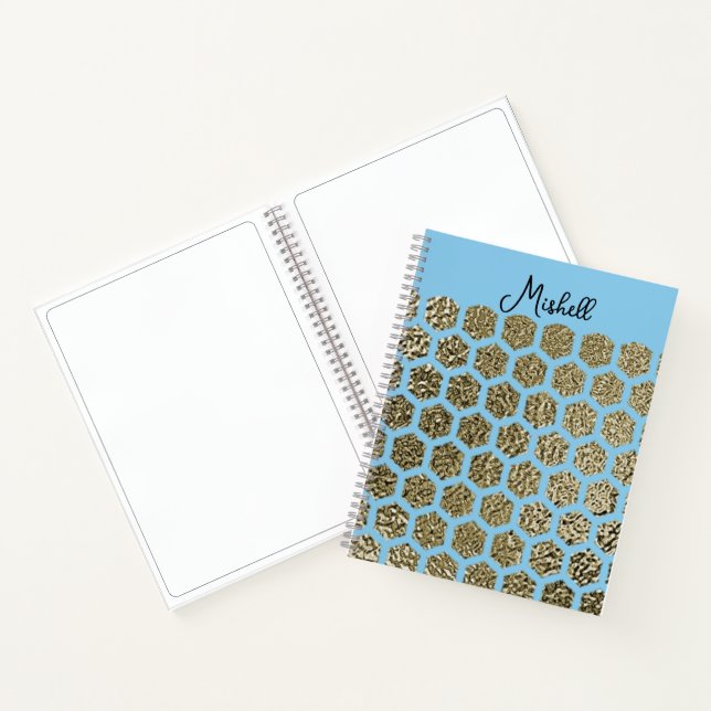 Faux Gold Hexagonal Pattern Personalized  Notebook (Inside)