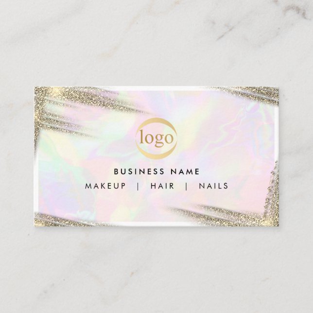Faux Gold Holographic Professional Logo Luxury Business Card (Front)