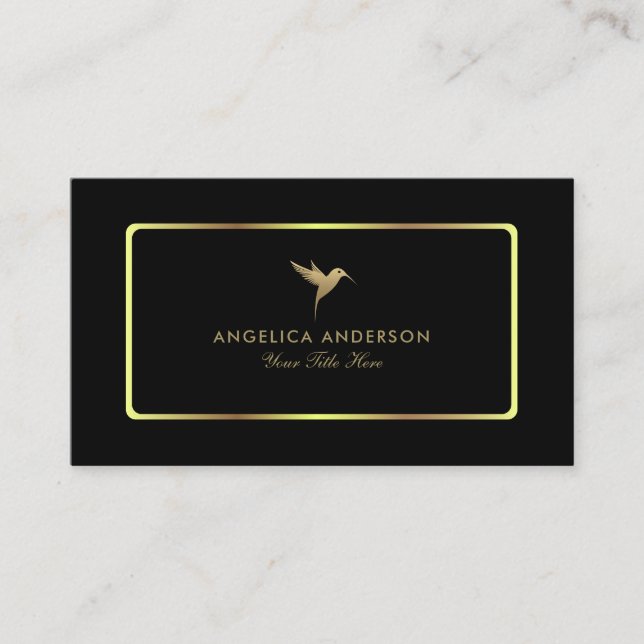 Faux Gold Humming Bird Business Card (Front)