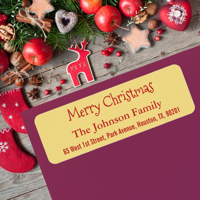 Faux Gold Joyeux Noël personnalisé Adresse de reto (Custom Faux Gold Merry Christmas Return Address Label)