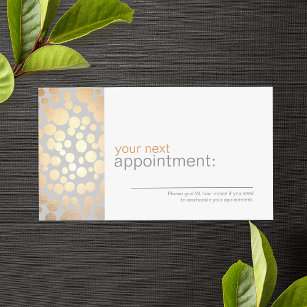 Faux Gold Leaf Circles Grey Appointment Card 1