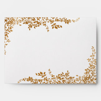 Faux Gold Leaf Floral Wedding Envelope