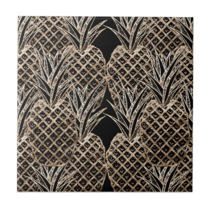 Faux Gold Leaf Pineapple Collage Tile