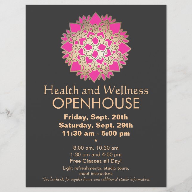 Faux Gold Leaf Pink Lotus Healing Arts Flyer (Front)