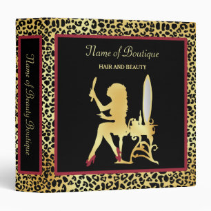 FAUX Gold Leopard Print Woman Hair Boutique Binder