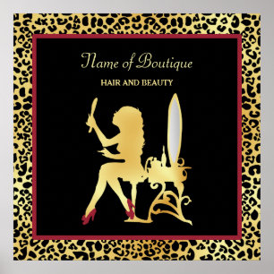 FAUX Gold Leopard Print Woman Hair Boutique Sign