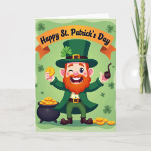 Faux Gold Leprechaun St Patricks Card