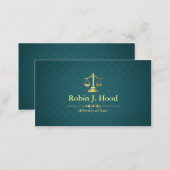 Faux Gold Libra Dark Green Rhombus Lawyer Business Card (Front/Back)