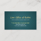 Faux Gold Libra Dark Green Rhombus Lawyer Business Card (Back)