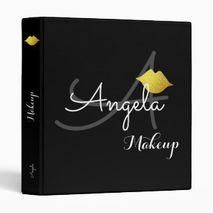 faux gold lips . makeup artist monogram beauty binder