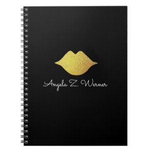 faux gold lips + name notebook