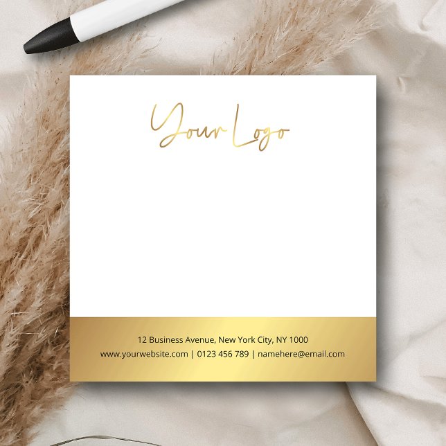 Faux Gold Logo Modern Company Branded Post-it Notes (Creator Uploaded)