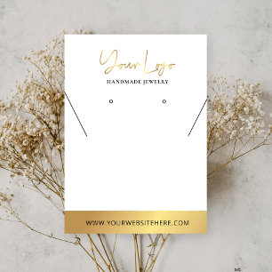 Faux Gold Logo Modern Earring Necklaces Display Business Card