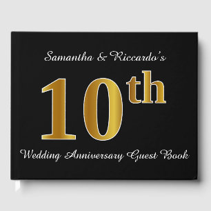 Faux Gold Look 10th Wedding Anniversary + Names Guest Book