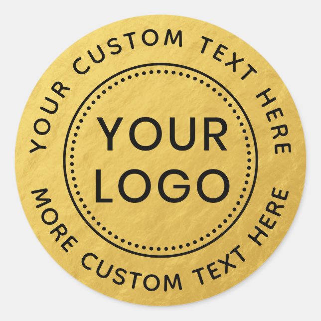 Faux gold look gradient custom logo circular text  classic round sticker (Front)