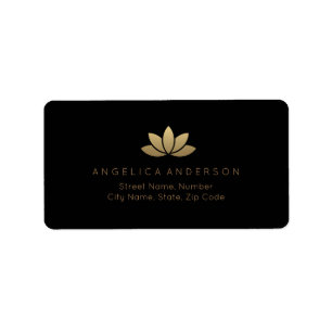 Faux Gold Lotus Flower Address Label
