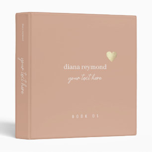 Faux Gold Love Heart Elegant Dusty Rose Binder