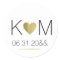 faux Gold Love Heart with Couple Initials on white