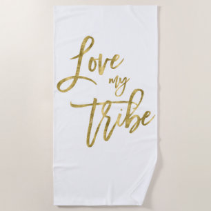 Faux Gold Love My Tribe Beach Serviette