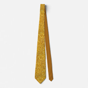 Faux Gold Luxe Shiny Glitter Party Neck Tie