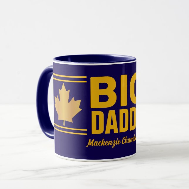 Faux Gold Maple Leaf Big Daddy on Navy Blue Mug (Front Left)