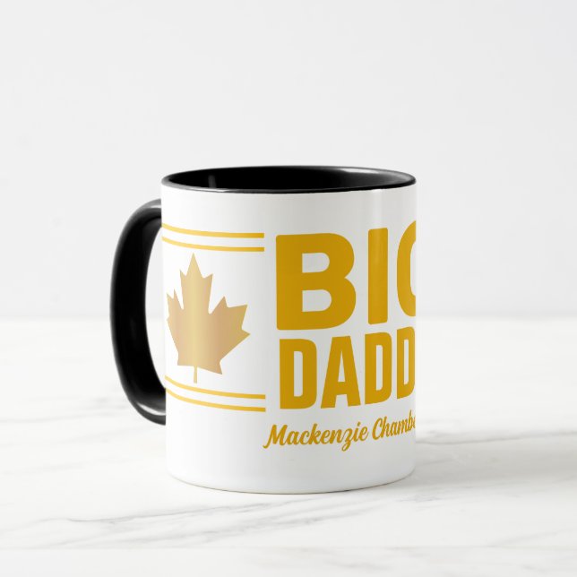 Faux Gold Maple Leaf Big Daddy on WHITE Mug (Front Left)