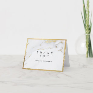 Faux gold marble luxury modern wedding thank you
