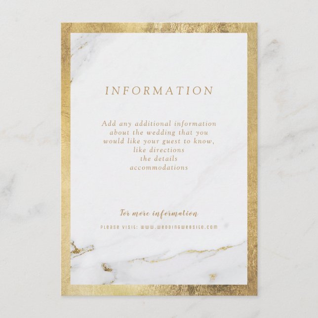 Faux gold marble modern wedding enclosure card (Front)