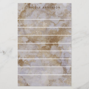 Faux Gold Marble Swirl Trendy Personalized Chic Stationery