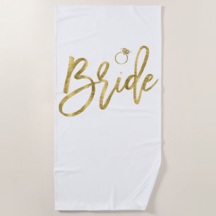 Faux Gold Mariée Avec Serviette De Plage Ring