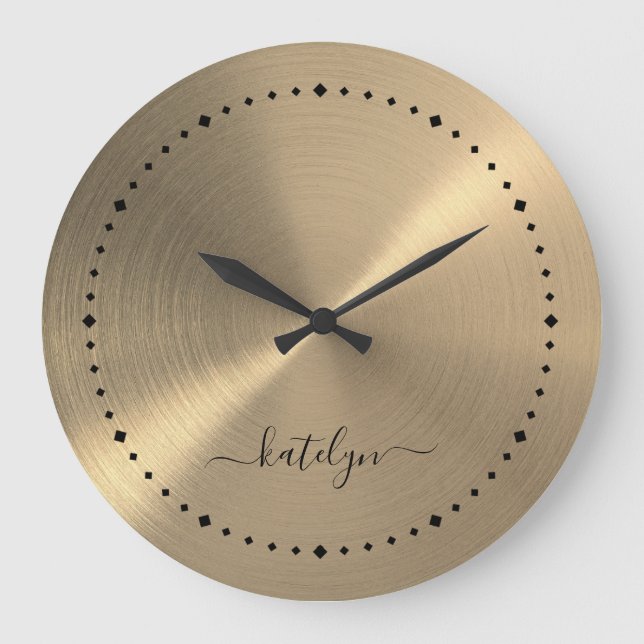 Faux Gold  Metal  Monogram Large Clock (Front)