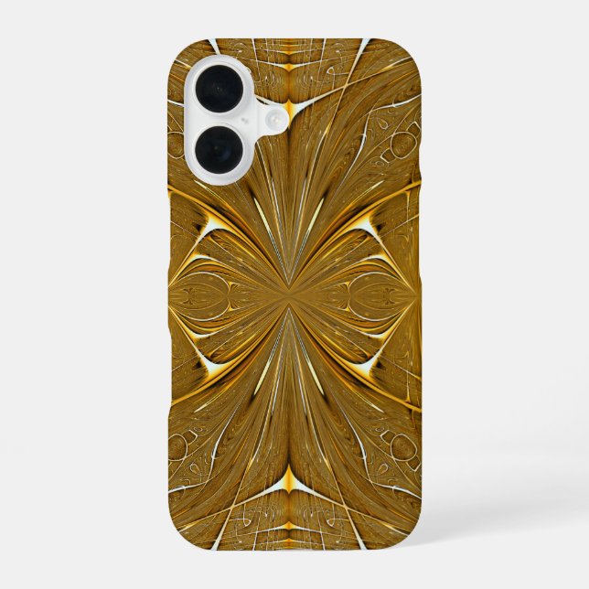 Faux Gold Metal Pattern Design iPhone 16 Case (Back)