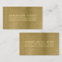Faux Gold Metal Texture Admission Ticket Card 