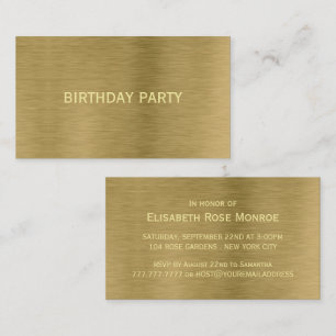 Faux Gold Metal Texture Birthday Party Invitation