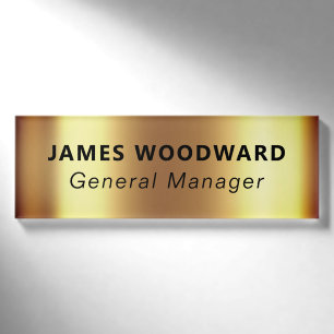 Faux Gold Metallic Employee Staff Magnetic Name Tag