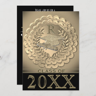Faux Gold Metallic Graduation Invitation