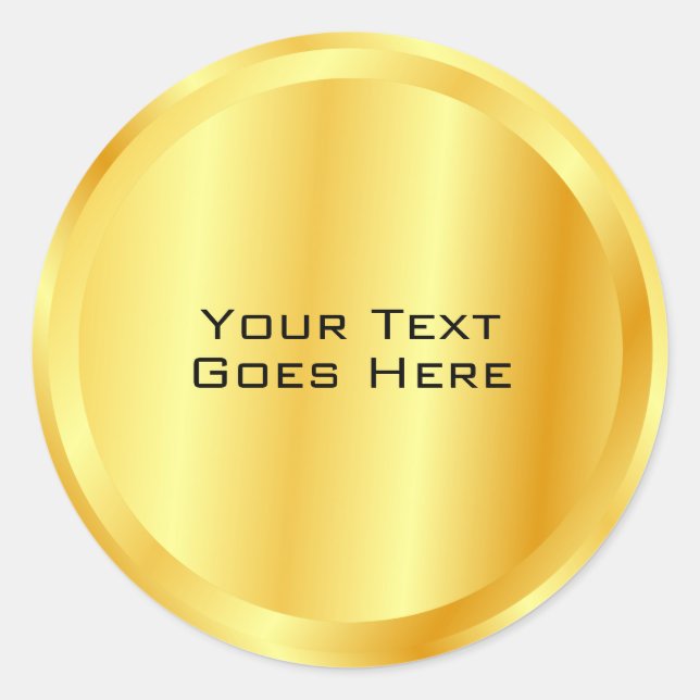 Faux Gold Metallic Look Custom Template Classic Round Sticker (Front)