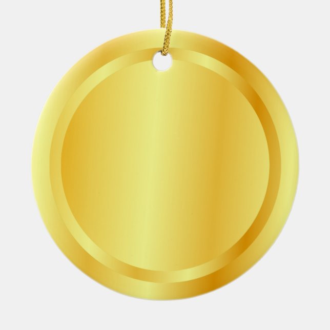 Faux Gold Metallic Look Elegant Template Circle Ceramic Ornament (Front)