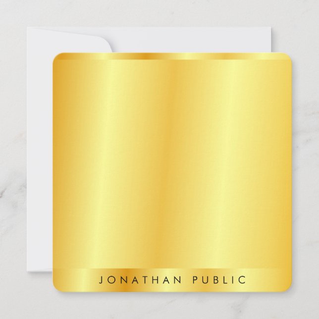 Faux Gold Metallic Look Handwriting Monogram Card (Front)