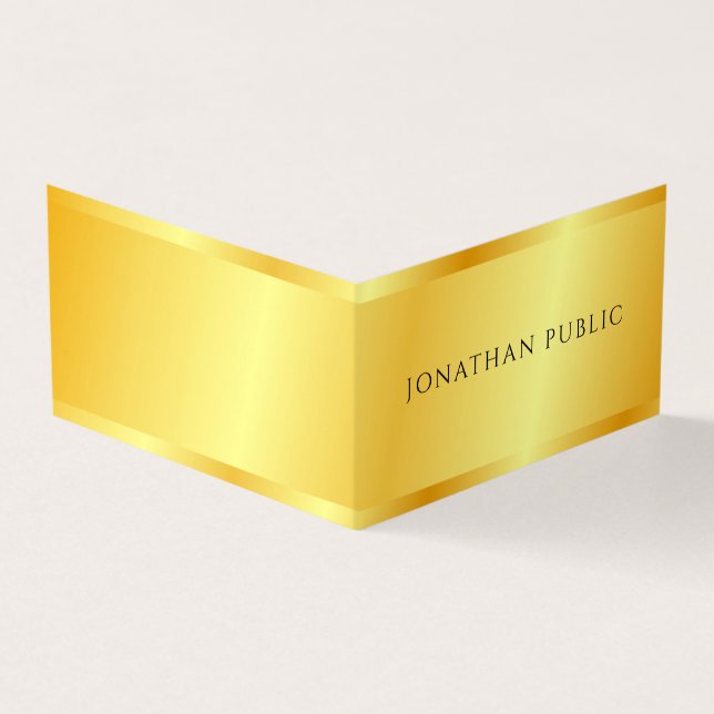 Faux Gold Metallic Look Modern Luxury Template Business Card (Outside)