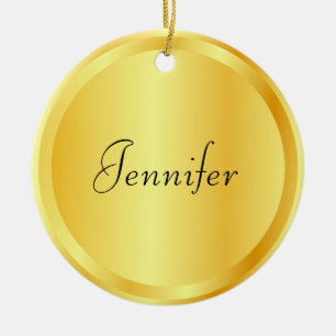 Faux Gold Metallic Look Personalized Template Ceramic Ornament