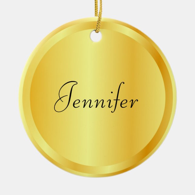 Faux Gold Metallic Look Personalized Template Ceramic Ornament (Front)