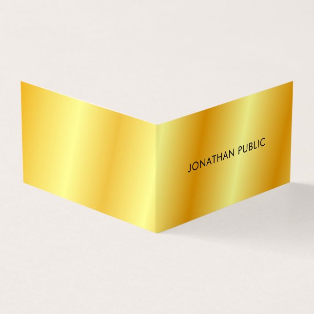 Faux Gold Metallic Look Template Modern Elegant Business Card (Outside)