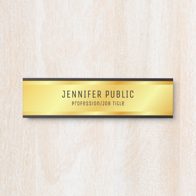 Faux Gold Metallic Look Trendy Elegant Template Door Sign (Front)