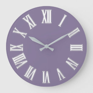 Faux Gold Metallic Minimal Roman Numbers Lavender Large Clock