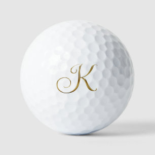 Faux Gold Metallic Monogram K Golf Balls