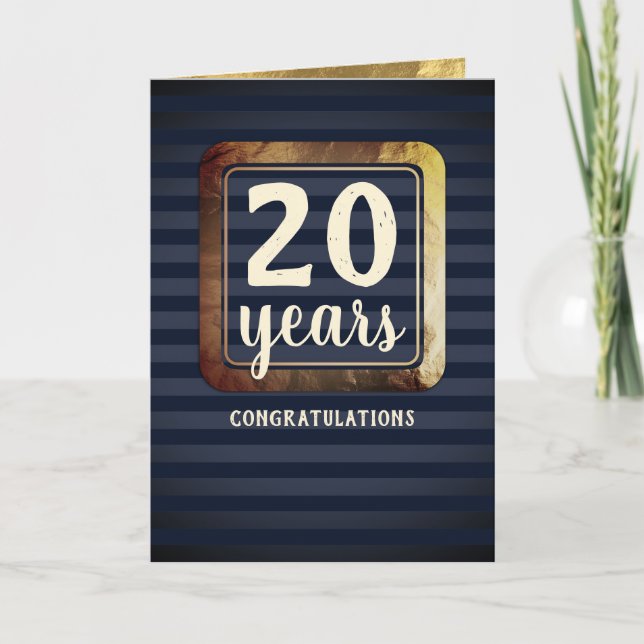 Faux gold milestone employee anniversary card (Front)