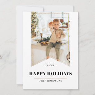 Faux Gold Minimalist Happy Holidays Photo 2022 Holiday Card